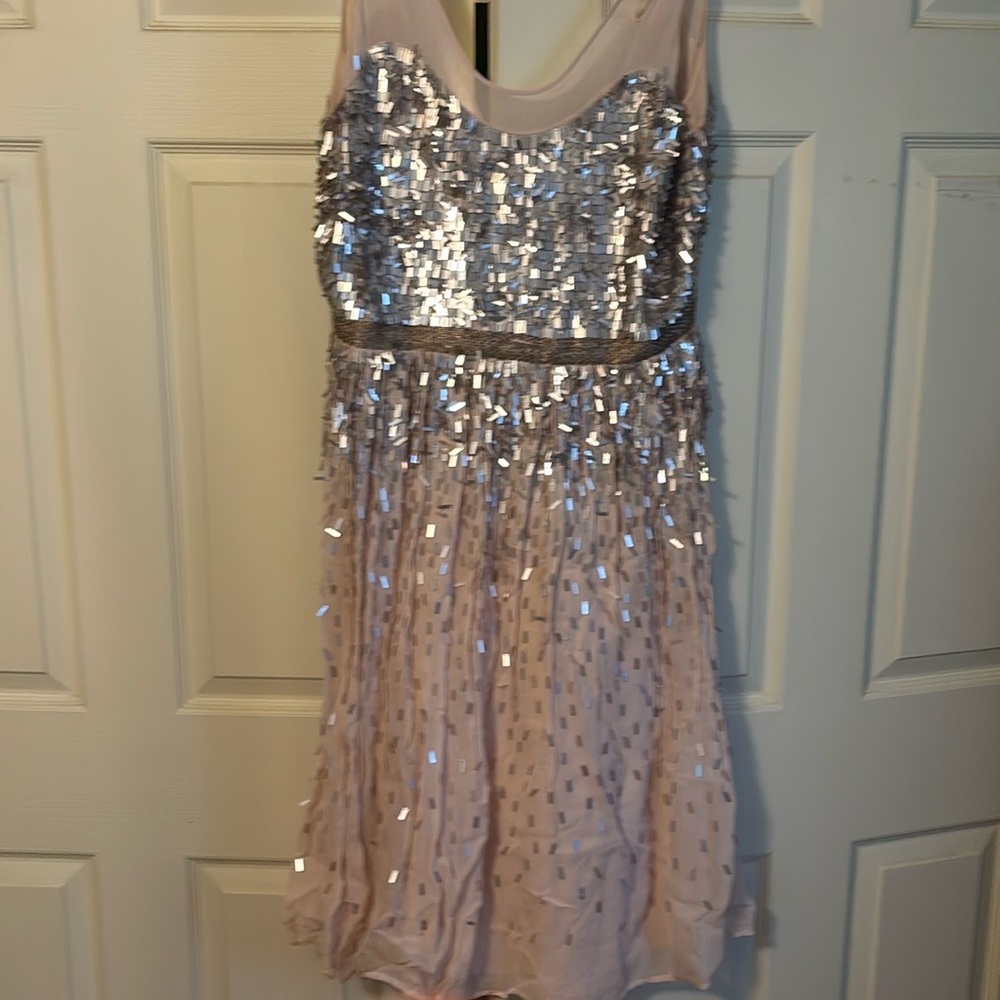 FRENCH CONNECTION Shimmer Shower Strappy MIDI dress